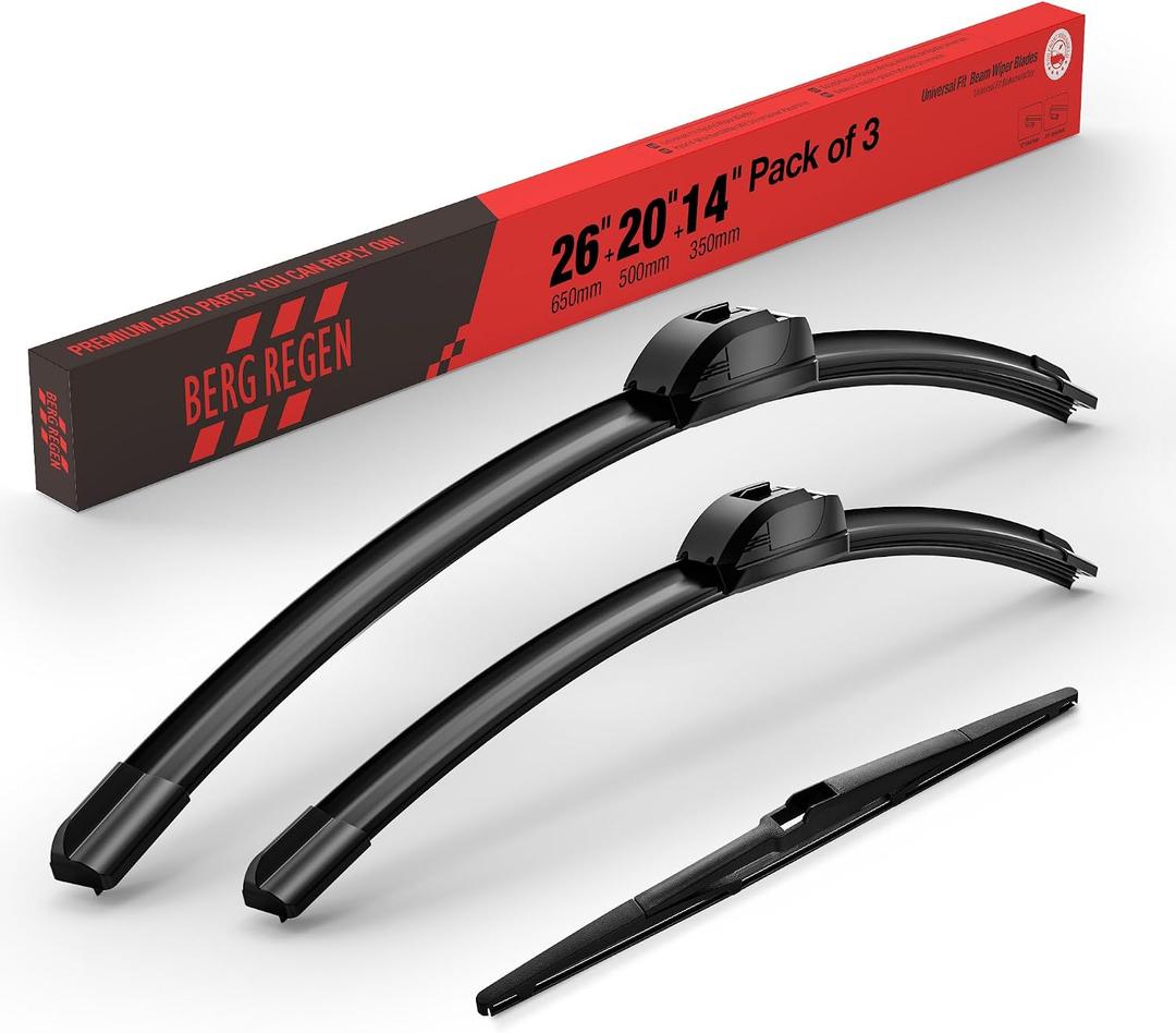BERG REGEN 26"+20" Windshield Wiper Blades with 14" Rear Automotive Replacement Set for Chrysler Pacifica 2017-2020 2021 2022 2023 2024,Voyager 2020 2021 2022 2023 2024– Genuine OEM Quality (Set of 3)