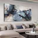 Shoci Large Abstract Wall Art - Black Blue Canvas Pictures Aesthetic Gray Brown Painting Prints Decor Modern Abstract Ink Artwork Wall Art for Living Room Bedroom Home Office Decoration 29" X 58"