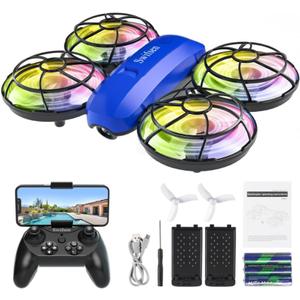 Drones for Kids with Camera, Rc Drone Indoor Small Helicopter, Birthday Gifts for Boys and Girls Beginners Friendly, Mini Quadcopter Toy With 2 Batteries, Propeller Protect, Altitude Hold