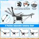 Colingmill 2 Pack Reclining Camping Chairs with 2 Umbrellas, Folding Beach Chairs with Footrest, Headrest, Cup Holder, 4-Position Adjustable Backrest Lounger for Lawn Outdoor, Picnic(Grey)
