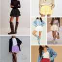 Women's Flowy Summer Shorts for Women Lace Layered Ruffle Pleated High Waist Mini Skirts Casual Swing Beach Skorts (Yellow)