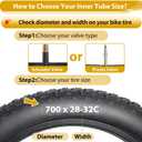 2 Pack 700 x 28-32C Road Bike Tubes, Bicycle Tube Compatible with 700 x 28C/29C/30C/31C/32C Bike Tire, Butyl Rubber Inner Tube with 2 Tire Levers for Road Bike