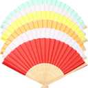 2 x GLEAVI Fabric Folding Fan 6Pcs Set Chinese Style Silk Cloth Hand Fans for Women Lightweight Decorative Hand Fans for Summer Weddings Parties Home Decor 15X8 Inches