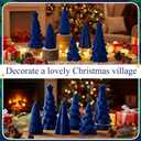 Bucherry 6 Pcs Christmas Ceramics Velvet Trees Set Christmas Table Decorations 3 Sizes Velvet Xmas Tree for Winter Holiday Table Centerpiece Decorations Mantel Decor Xmas Gifts(Blue)