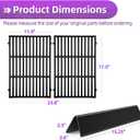 Spirit Cast Iron Grill Grates for Weber Spirit E-310 E-320 S-330 Spirit II E310 S310 E315 Gas Grills Spirit II 300 Series with Front Mount Control 7636 Porcelain Steel Flavorizer Bars