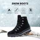 FRACORA Womens Combat Boots Lace Up Ankle Boots Winter Snow Boot Side Zipper Fashion Booties (Brown)