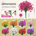 Der Rose 24 Bundles Artificial Flowers for Outdoor UV Resistant Faux Plants Spring Flowers for Outdoor Planters Wedding Home Garden Patio Porch Decor (8 Colors)