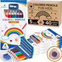 Colored Pencils for Toddlers 3-4 Years Kids Pencils for Beginners, Toddlers and Preschoolers, Jumbo Triangle Shape for Easy Grip, Thick Colored Core for Easy Coloring and Less Breakage (5 Pack)