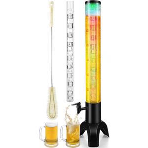 Mimosa Tower, 100oz/3L Drink Tower Dispenser with Ice Tube and LED Light, Tabletop Beer Dispenser (1pc)