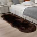 Faux Fur Rug Coffee Sheepskin Rug 2 x 6 ft Running Blanket Washable Fluffy Coarse Wool Carpet, Suitable for Bedroom Floor, Sofa Cushion, Living Room Bedside Carpet