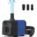 400GPH Submersible Pump(1500L/H, 25W), Water Fountain Pump with Over Heating Protection, Ultra Quiet Water Pump for Aquariums, Ponds, Hydroponics, Fountains