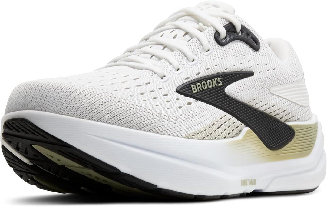 Brooks Mens Ghost Max 3 Neutral Running & Walking Shoe (9, Bright White/Tea/Black)