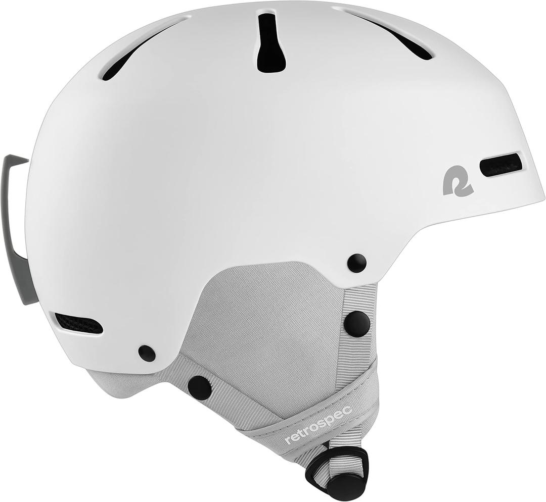 Retrospec Comstock Youth Ski & Snowboard Helmet for Kids - Durable ABS Shell, Protective EPS Foam & Cooling Vents - Adjustable Fit for Boys & Girls (52-55cm Small, Matte White)