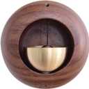 Shopkeepers Bell for Door Opening Magnetic Wood Doorbell with Brass Bell Door Chime for Entrance, Wall, Store, Wardrobe, Fridge (Round Egg, Dark Walnut)