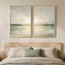 Framed Sage Green Abstract Landscape Wall Art for Living Room, Set of 2, 20" W x 30" H x 2Pcs