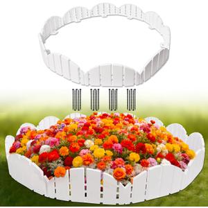White Garden Edging Flexible Landscape Border with Anchoring Spikes for Lawn Flower Bed Outdoor Decor (20)