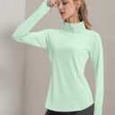FKEEP Women's Sun Shirts Long Sleeve Athletic Jackets UPF 50+ Top with Thumb Holes Quick Dry for Golf Tennis Hiking (Green, XS)