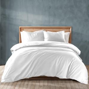 TEXAS LINEN CO. Oversized King Duvet Cover, 1000 Thread Count Sateen 1 Piece Egyptian Cotton Quality Duvet Cover, 100% Pure Cotton Comforter Cover, Zipper Closure, 7 Corner Ties - White (Oversized King - 1 PC)
