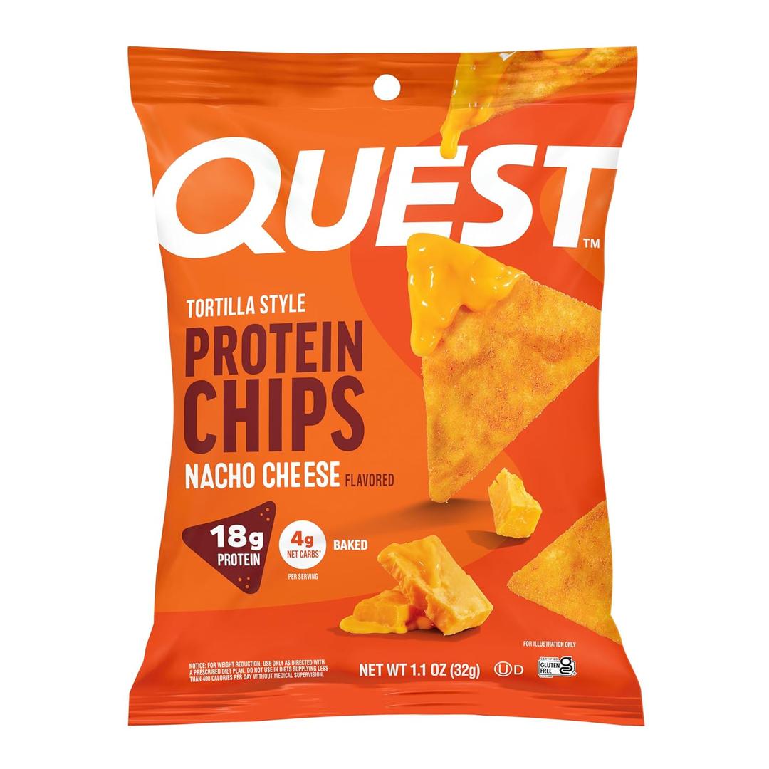 Quest Nutrition Nacho Cheese Tortilla Style Protein Chips, 18g Protein, 4g Net Carb, Low Carb, Gluten Free, 1.1 oz (Pack of 12)
BB 4/23/27