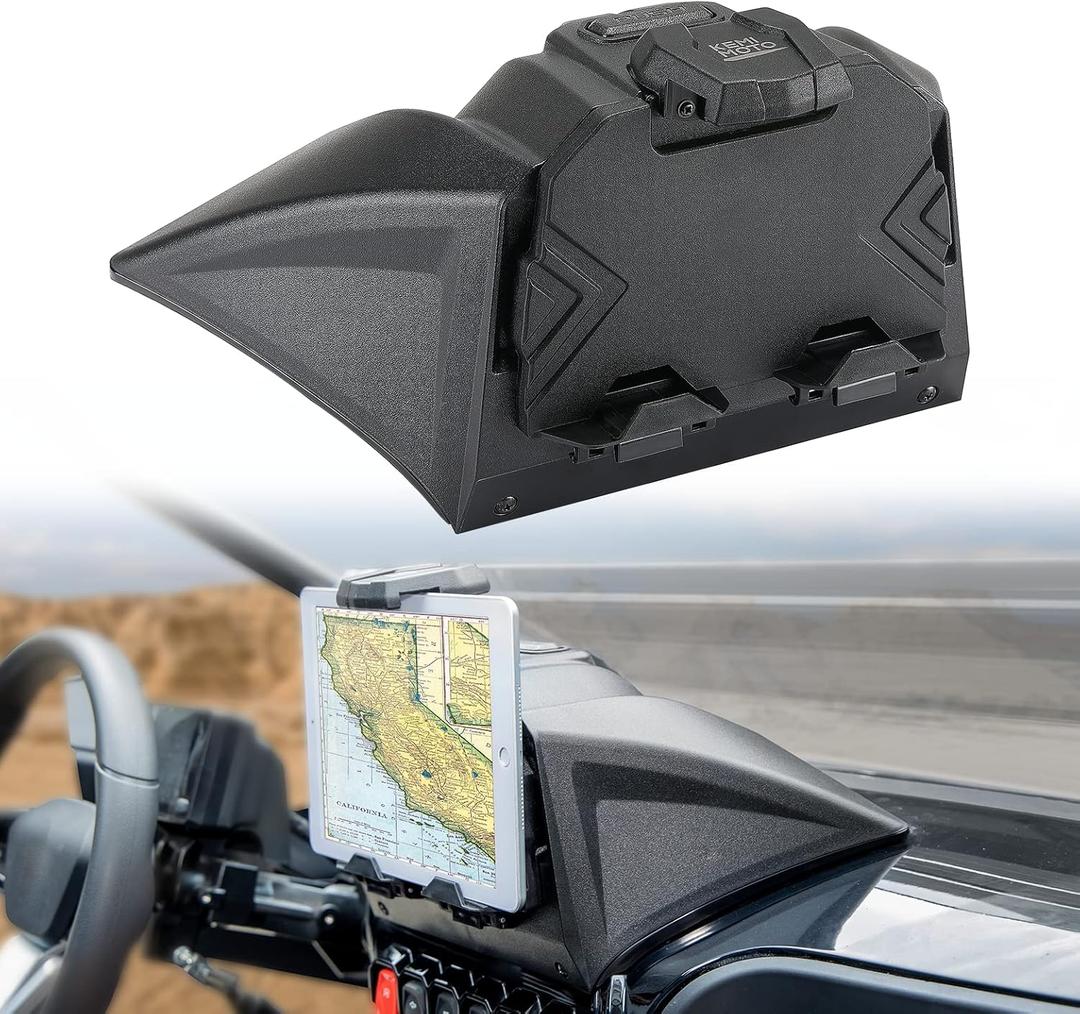 KEMIMOTO Tablet Holder Compatible with 2022-2024 CFMOTO ZForce 950 HO EX/ 2020-2022 ZForce 950 Sport Accessories Electronic Device Holder GPS Holder Phone Mount with Storage Box Adjustable Navigator