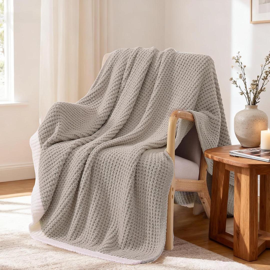 WRENSONGE Pineapple Stitch Throw Blanket, Sand Soft Cozy Fluffy Warm Hand Made Throw Blankets for Couch, Sofa, Chair, Bed, Camping, Picnic, Travel Lightweight Bed Blanket - 50"*60"