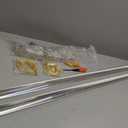 8FT acrylic curtain rod set for 96"windows, 1 1/2" diameter clear acrylic curtain rod with twenty curtain rings. Three gold yellow wall mounted brackets. Modern & clear look.