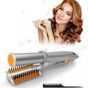 2 in1 Hair Curler Straighter Rotating Iron, 3 Heat Levels for Frizz-Free, Dry and Wet Styling Tool, Travel for Girls Women