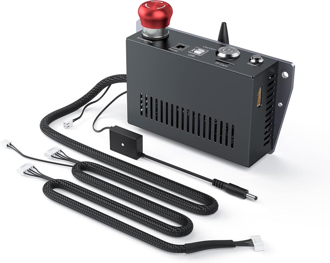 AIC1 Air Assist Automatic Control Kit for All Atomstack Frame-Shape 400 * 410 mm Laser Engraving Machine, Support Offline Engraving, with Emergency Stop Button and Reset Button