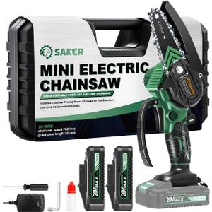 Saker Mini Chainsaw,2026 New Upgrade Electric Chainsaws,Portable Chain Saw Cordless Battery Powered,Small Handheld Chain Saws Pruning Shears Saw for Wood Tree Branches,Courtyard and Garden