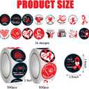 2 x 1000Pcs Heart Awareness Stickers,Wear Red Ribbon Week Stickers,Heart Disease Awareness Sticker forHeart Awareness Month Cards Envelopes Candy Roll Sticker.