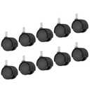 PATIKIL 1.5 Inch Stem Swivel Casters, 10 Pack Nylon 360 Degree Swivel Stem Wheels for Chair Desk Furniture Replacement, Black