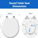 Pro Elite Heavy-Duty Wood Toilet Seat Round, White, Magnetic Quick-Release Easy-Clean and Change, HushMotion Soft Close, StainShield High-Gloss Finish, Arch-Tite Secure Fit