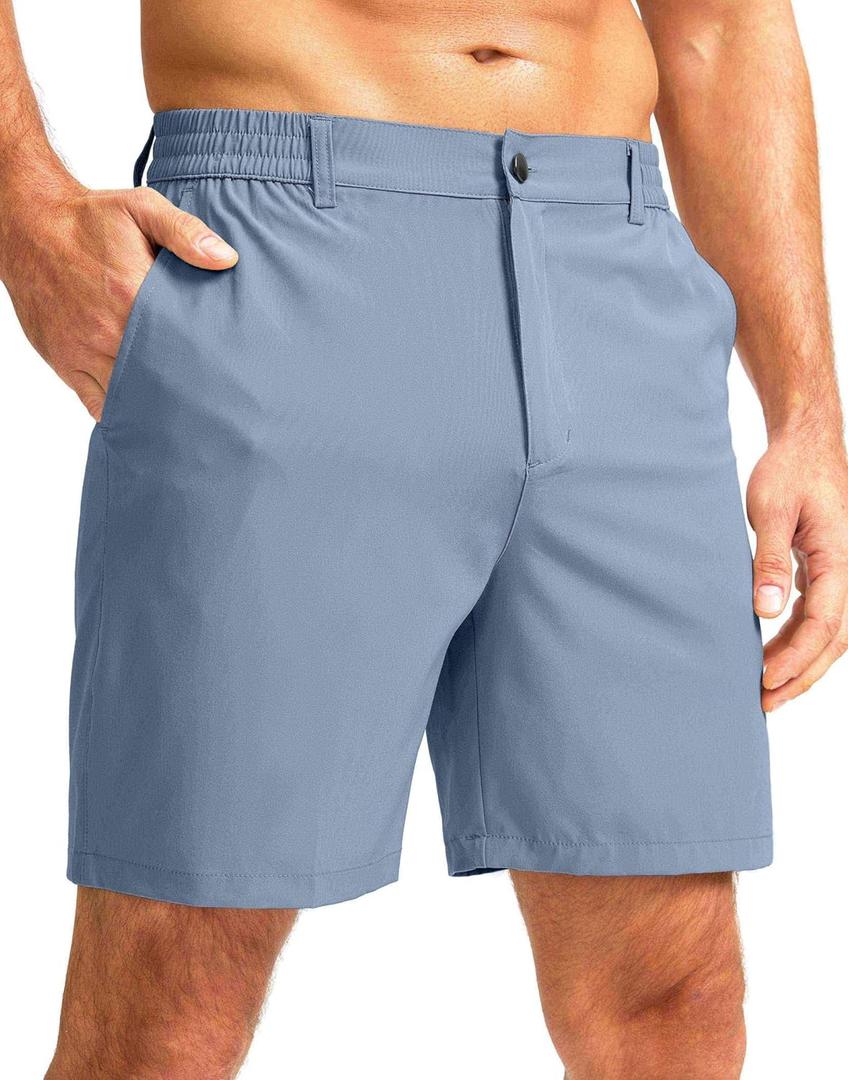 Men's Casual Shorts 7" Lightweight Golf Shorts for Men Stretch with 3 Pockets Quick Dry Breathable Work Shorts (Large)