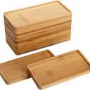 yarlung 10 Pack Small Bamboo Saucers, 7 Inch Plant Saucers Rectangular Flower Pot Drainage Trays for Succulent, Cactus, Small Indoor Plants