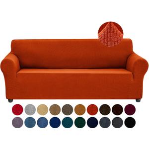 Joccun Stretch Couch Cover Slipcovers, 1-Piece Sofa Covers for 3 Cushion Couch Spandex Jacquard Washable Furniture Protector Cover for Living Room,Kids,Pets(Sofa,Pureed Pumpkin)