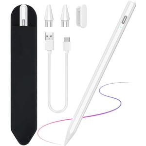 Stylus Pen for Android Tablets Phones, Active Digital Pencil for Samsung Lenovo Huawei Vivo Mi Tablets & iPhone Google Pixel, Universal Stylus Pen for Most Android Touch Screens & iPhone Drawing (White-Black)