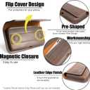 Topstache Leather Phone Holster with Belt Clip for Galaxy S25/S24/S23/S22 - Magnetic Closure Leather Phone Belt Holder Pouch for iPhone 17/16/15/14/13 - Fit Protective Case on, L,Darkbrown