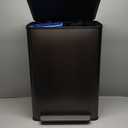 CAPHAUS Black Dual Trash Can w/Single Lid, Trash & Recycle Bins Combo, Hands-Free Stainless-Steel Garbage Can for Kitchen, with 2 Compartment, Hinged Lid, Odor Filters, Handles, 30L+30L, 2 x 8 Gal