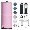 Purewell 3-Stage 0.01m Ultra-Filtration Gravity Water Filter System, NSF/ANSI 42&372 Certification, 304 Stainless Steel Countertop System with 2 Filters and Stand, Reduce 99% Chlorine, 2.25G, PW-OB