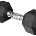 CAP 30 LB Rubber Coated Hex Dumbbell Weight, Rubber Free Weights for Home Gym Strength Training, Chrome Handle