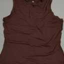 Rooscier Women's Racerback Crew High Neck Knit Ribbed Slim Fitted Casual Basic Tank Top Shirts, L, Dark Brown