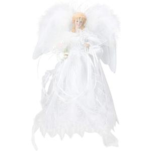 Kurt Adler 12-Inch White and Silver Fiber Optic LED Angel Treetop