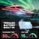 BEZGAR RC Boat, 12 inch Remote Control Boat for Kids and Adults, 25 KPH Fast RC Speed Boats with 700mAh Battery, Ideal Waterproof Toy Boats for Lakes & Pools - TX126 Green