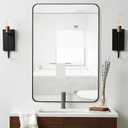 24x36 Inch Black Bathroom Wall Mirror, Modern Rectangle Mirrors with Tempered Glass for Bedroom Living Room or Entryway Horizontal/Vertical Hanging (36"L x 24"W, Black)