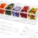 IVYHOME Chilled Condiment Server | Taco Bar Serving Set for Party | Chilled Condiment Tray with Lid and 5 Removable Compartments