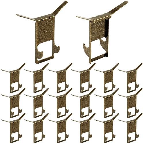 Hicarer 30 Pcs Brick Wall Hangers Clips no Drill Outdoor for Hanging Christmas Lights Stocking Holders Steel Picture Decoration Hanger Fastener for Fireplace (Antique Brass)