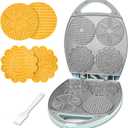 Baker's Friend Multi Pizzelle Maker Electric, Stroopwafel Iron, 4 x 4.5'' Pizzelle Waffle Cookies Maker with Temperature Control, Ideal for Holidays, Parties & More, Great Choice for Gift