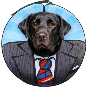 SCENEREAL Dog Cone Alternative After Surgery Pet Recovery Collar for Dogs Cats, Adjustable Inflatable Donut to Prevent Licking, Black Suit Print E-Collars (XL(Neck 18"-21"))