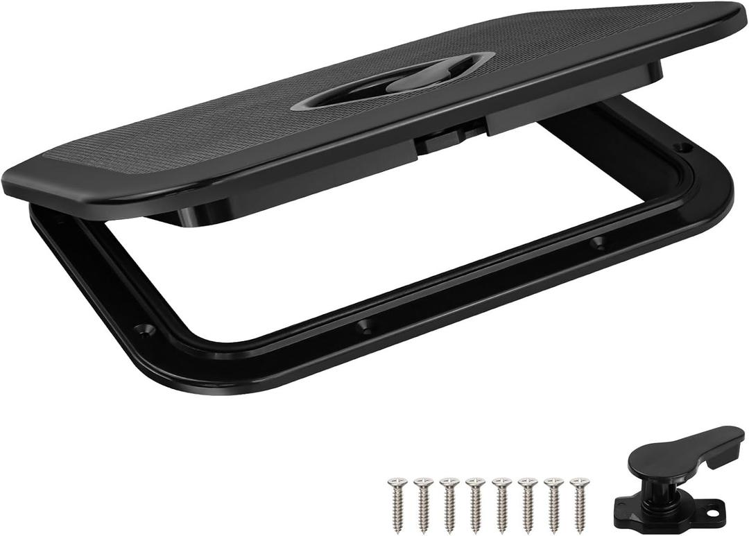 Marine Boat Hatch Deck Cover Lid,Marine Deck Access Hatch & Lid,Black Rectangle Boat Access Door for Bass/John/Fishing/Skiff/Sailboat/Yacht,Waterproof Cover Easy to Install (14x10.8")