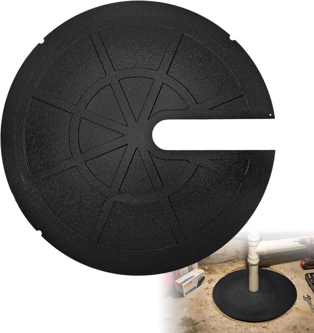 18 Inch Slotted Steel Sump Pump Cover Lid, Black Heavy Duty Septic Tank Cover for Sump Pump Bucket Basin, Decorative Well Pump Safety Basin Lid for Sewage Pump